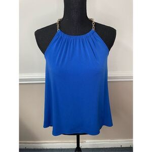 Michael Kors Blue Tank Top with Gold Chain Size X-Small